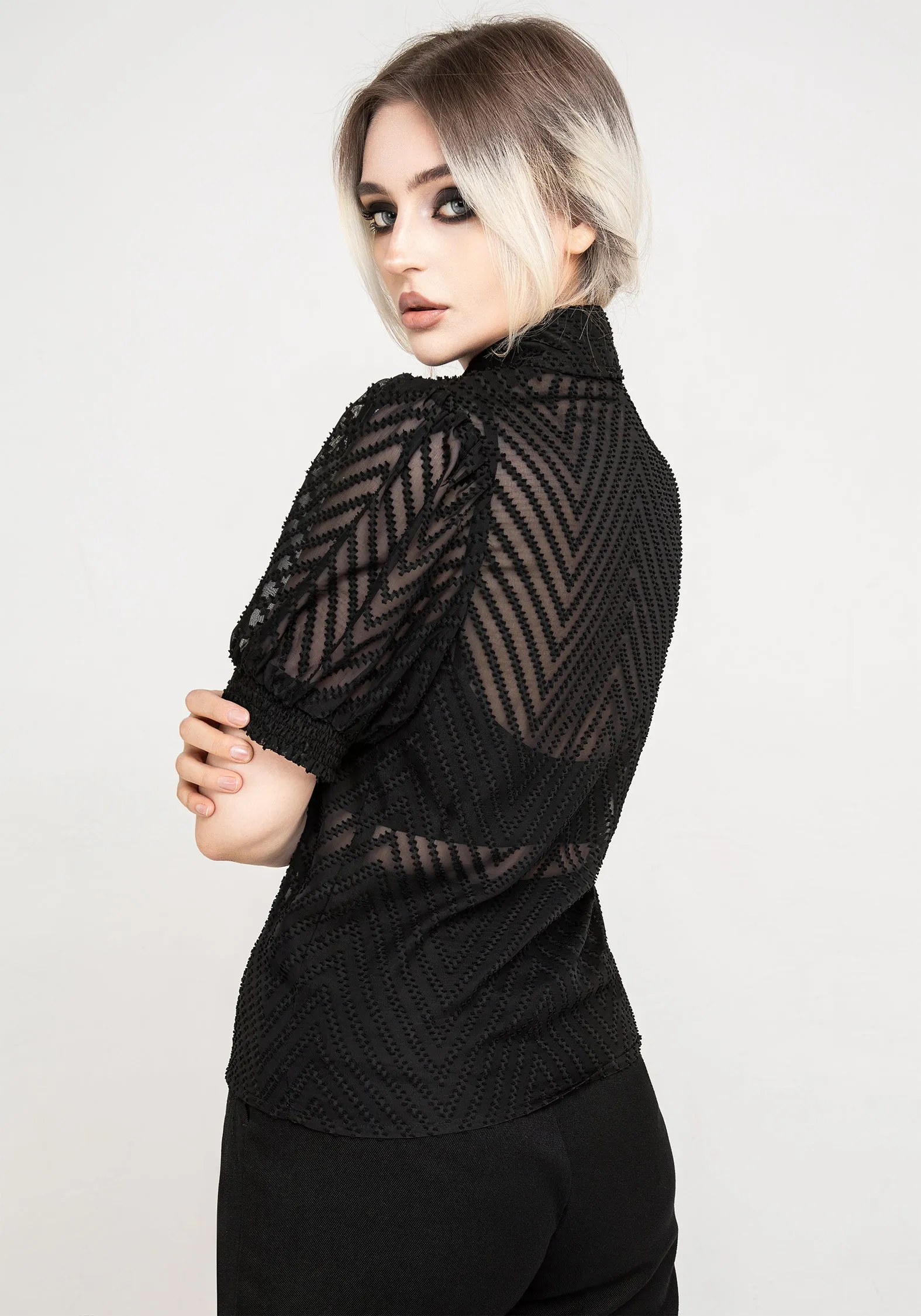 Chevron Button Up Blouse Top sold by Disturbia product image thumbnail 3