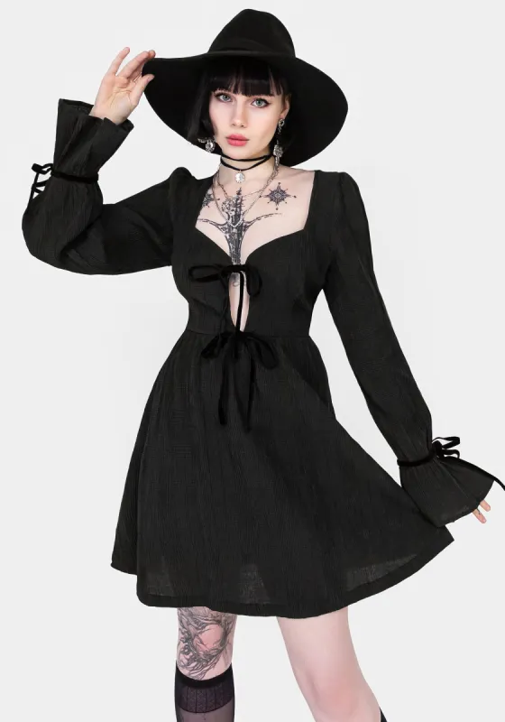 Amity Crinkle Velour Bow Mini Dress sold by Disturbia