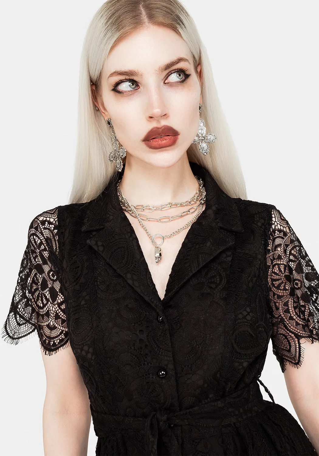 Martyr Collar Lace Midi Shirt Dress sold by Disturbia product image thumbnail 2