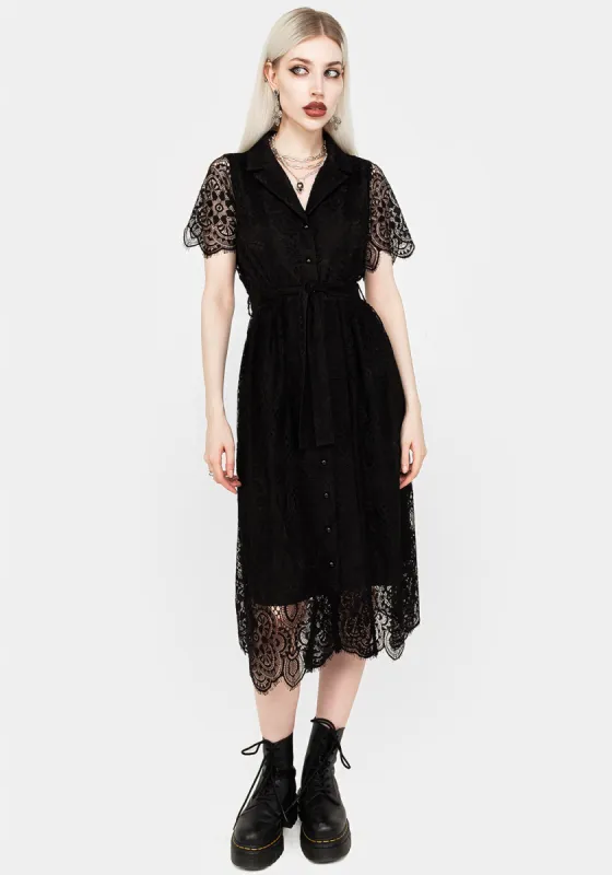 Martyr Collar Lace Midi Shirt Dress sold by Disturbia