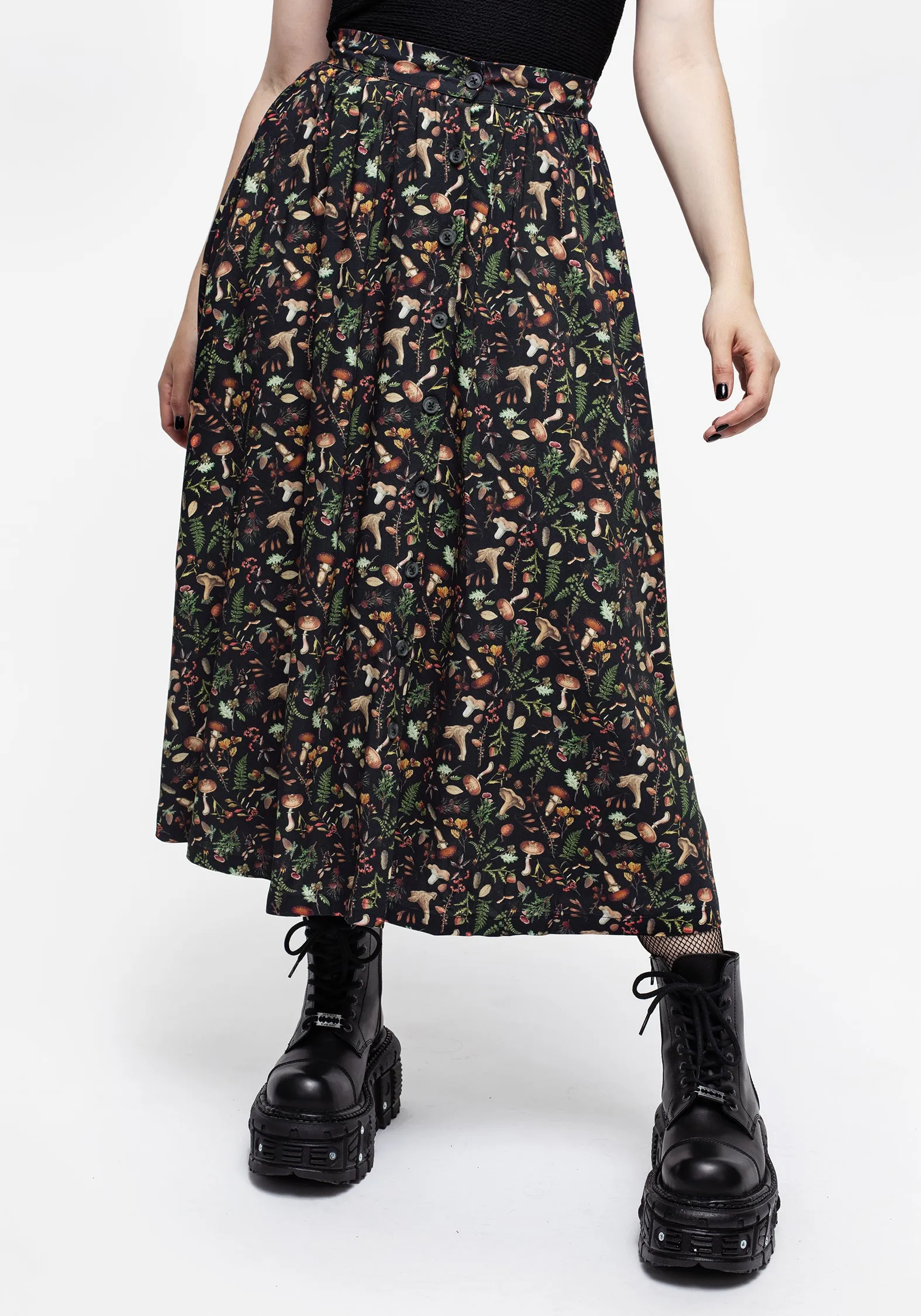 Vasilisa Button Up Midi Skirt sold by Disturbia