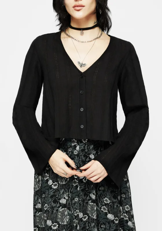 Marcia Broderie Flute Sleeve Button Up Top sold by Disturbia