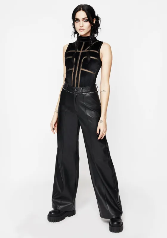 Vespertine High Neck Velour Bodysuit sold by Disturbia