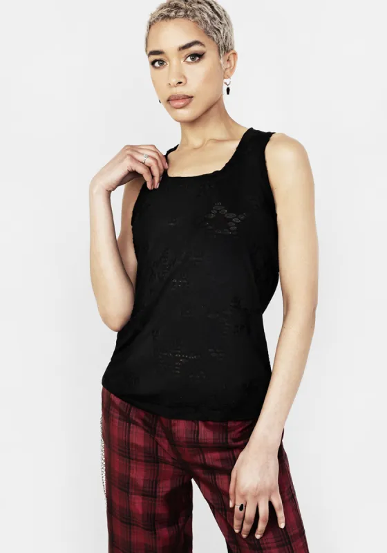 Thrashed Distressed Jersey Tank Top sold by Disturbia