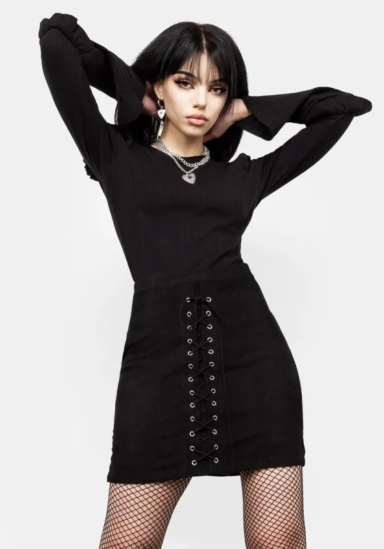 Carmilla Lace Up Mini Skirt sold by Disturbia