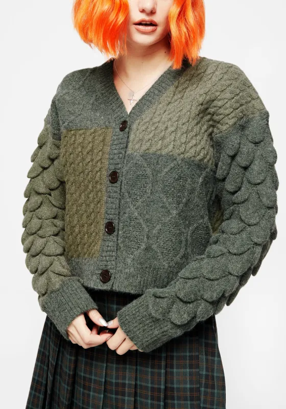 Brazen Spliced Cardigan - Green sold by Disturbia