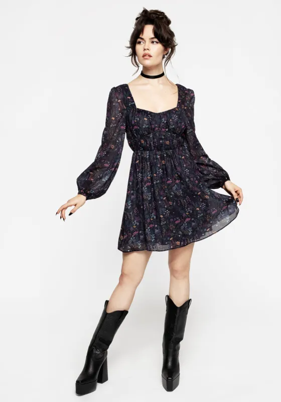 Heliotrope Floral Print Chiffon Mini Dress sold by Disturbia