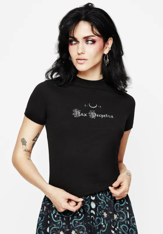 Eternal Night Rib Embroidered Crop Top sold by Disturbia