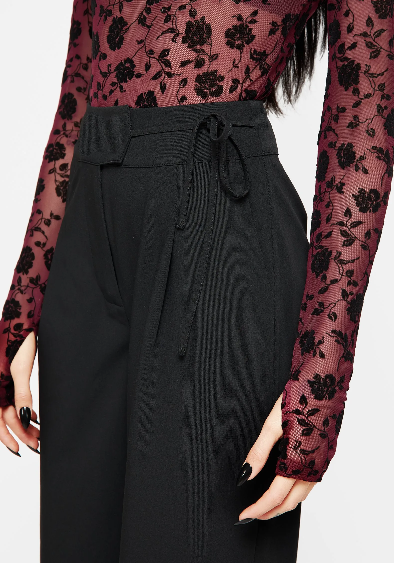 Asteria Tie Waist Embroidered Trousers sold by Disturbia product image thumbnail 5