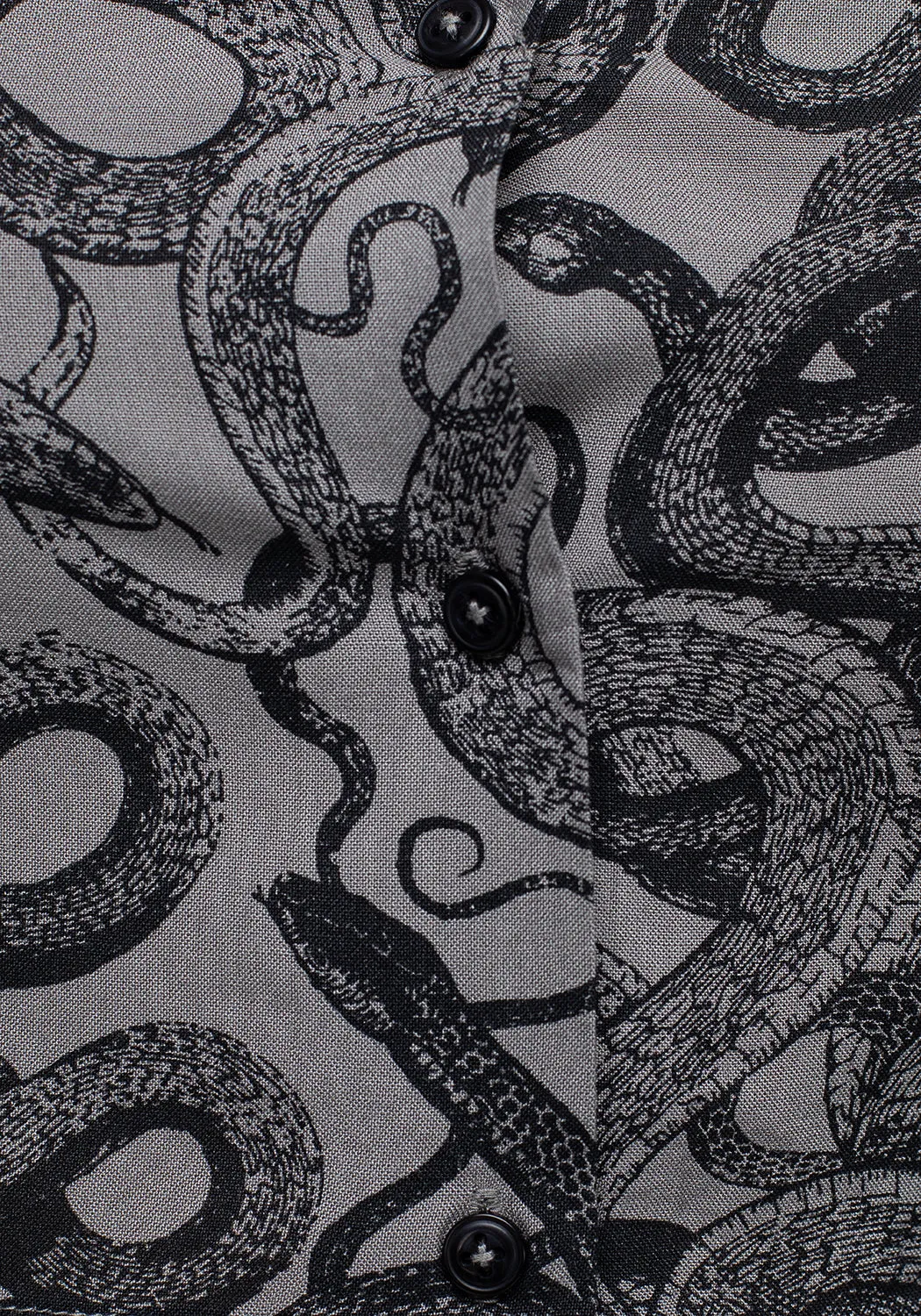 Ophidia Snakes Print Button Down Crop Top - Grey sold by Disturbia product image thumbnail 2