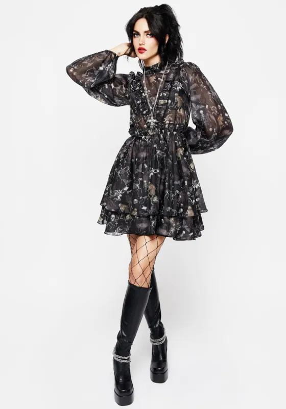 Melancholia Frill Yoke Layered Organza Mini Dress sold by Disturbia