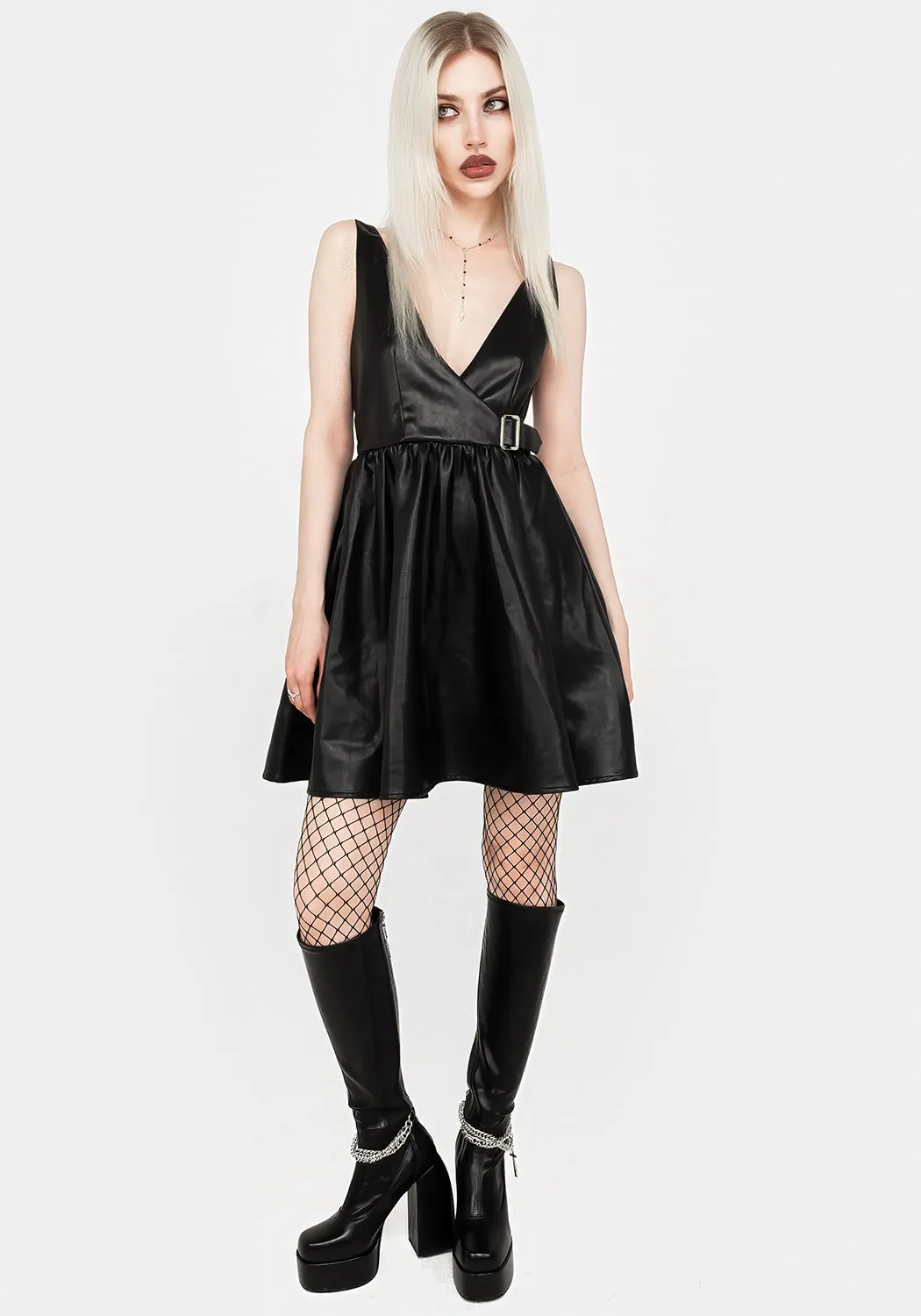 Opium Faux Leather Mini Dress sold by Disturbia