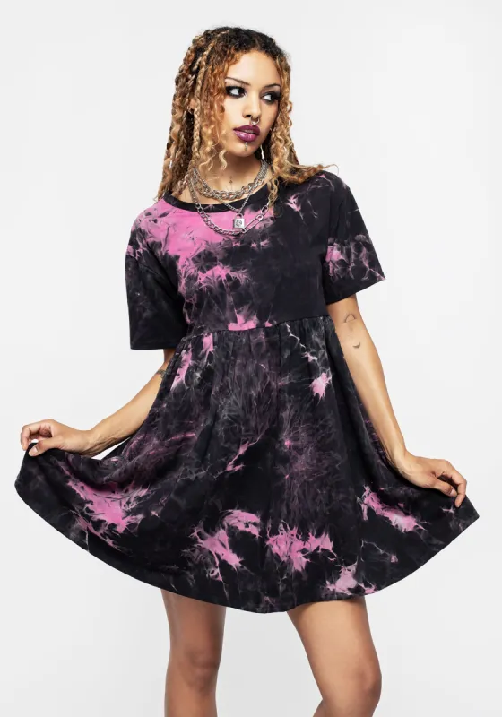 Misunderstood Tie Dye Mini Skater Dress sold by Disturbia