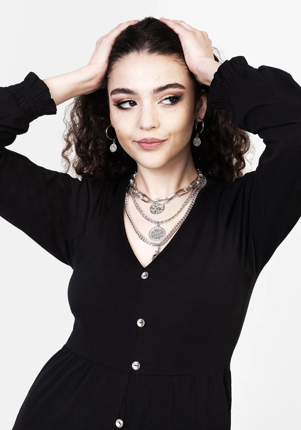 DOLLSOME BUTTON DOWN JERSEY MIDI DRESS sold by Disturbia product image thumbnail 2