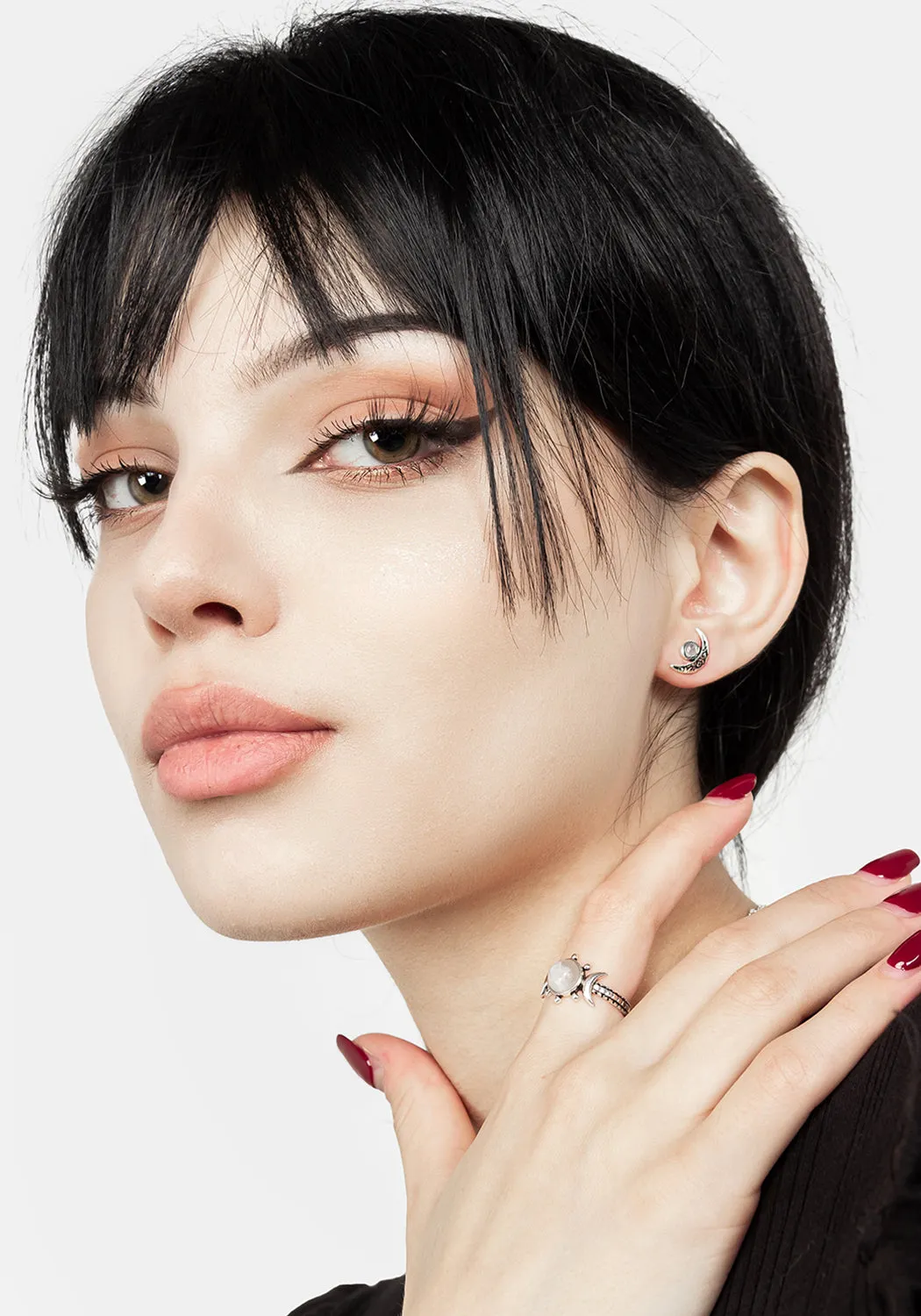 CRESCENT MOONSTONE STUDS sold by Disturbia product image thumbnail 2