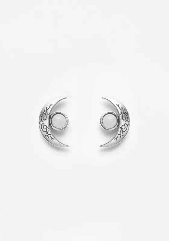 CRESCENT MOONSTONE STUDS sold by Disturbia