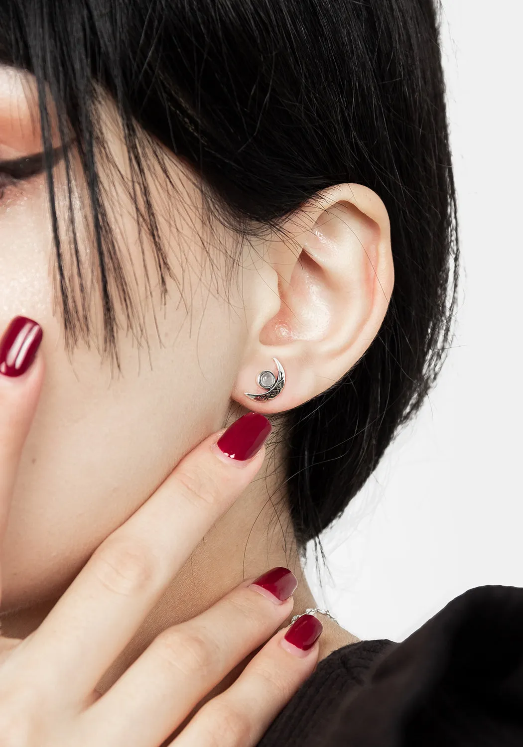 CRESCENT MOONSTONE STUDS sold by Disturbia product image thumbnail 3