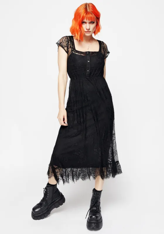 Delilah Capped Sleeve Lace Midi Dress sold by Disturbia