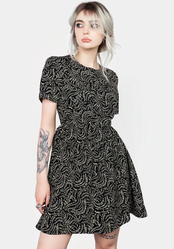 Tendril Print Lace Up Back Mini Dress sold by Disturbia