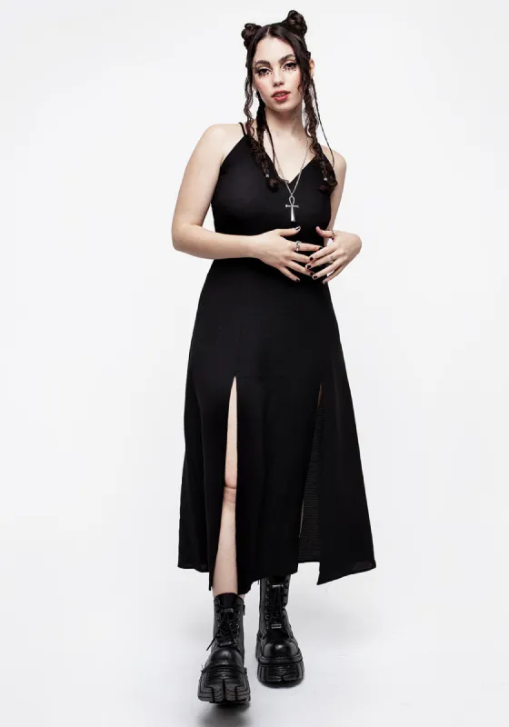 Requiem Crinkle Cami Double Split Midaxi Dress sold by Disturbia