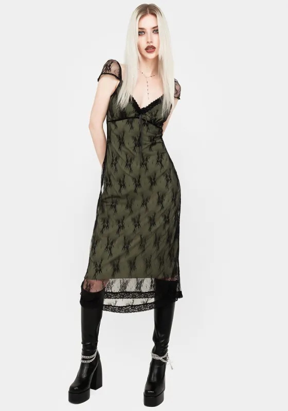 Gladioli Stretch Lace Midi Dress sold by Disturbia