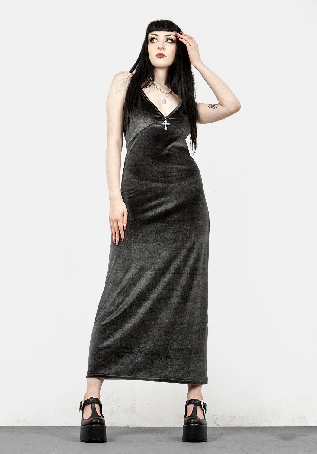 Gabrielle Velvet Midi Slip Dress sold by Disturbia