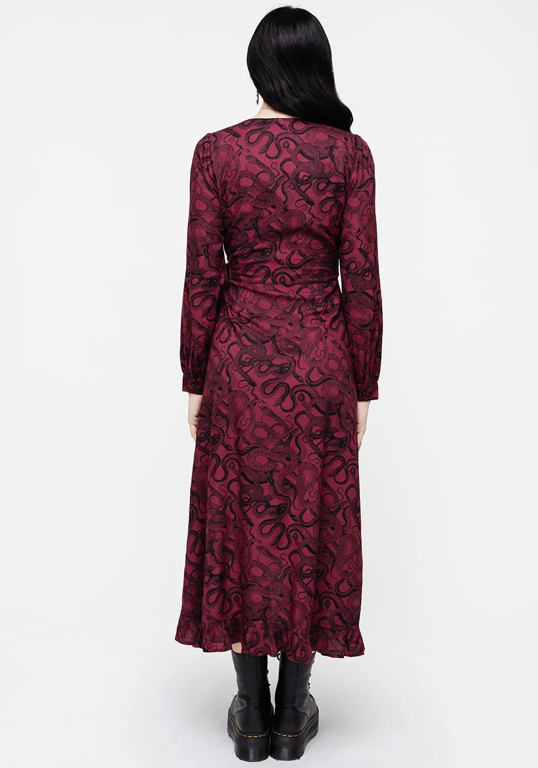 Ophidia Snakes Print Wrap Maxi Dress - Red sold by Disturbia product image thumbnail 4