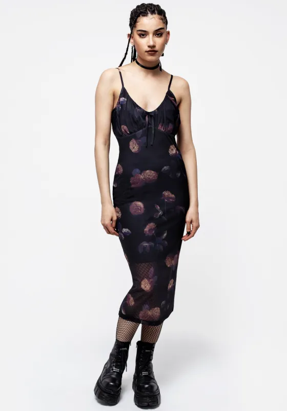 Monica Floral Mesh Midi Dress sold by Disturbia