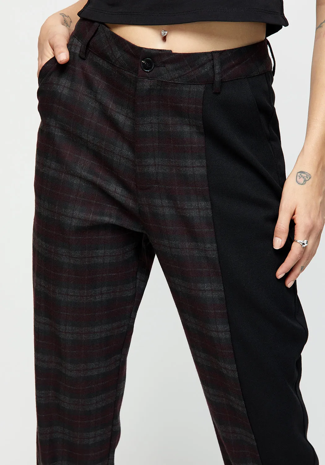 Dropout Spliced Check Mom Trousers sold by Disturbia product image thumbnail 2