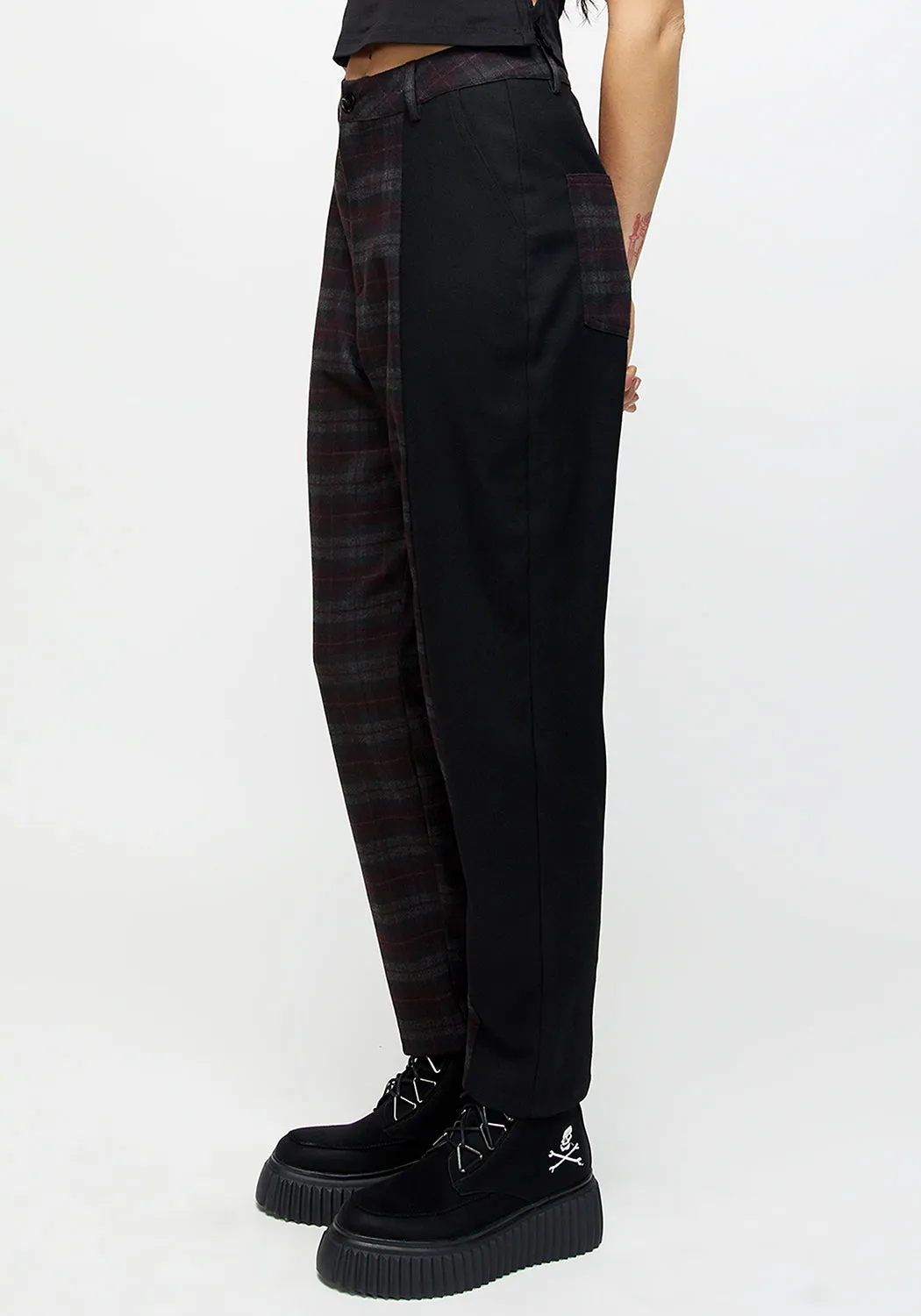 Dropout Spliced Check Mom Trousers sold by Disturbia product image thumbnail 5