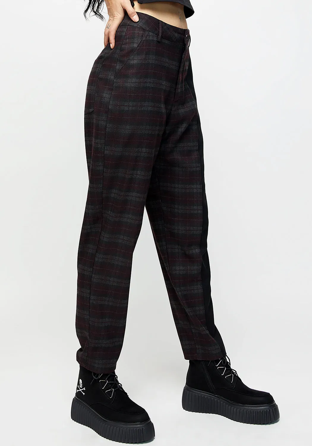 Dropout Spliced Check Mom Trousers sold by Disturbia product image thumbnail 3