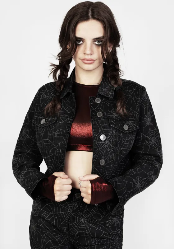 Venom Relaxed Denim Crop Jacket sold by Disturbia