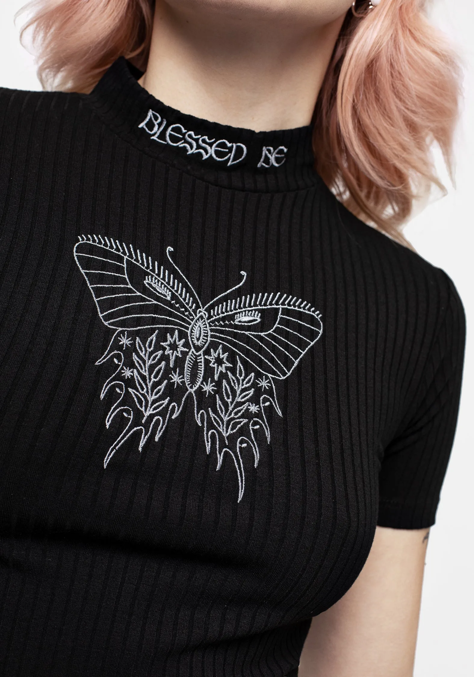 Dolore Rib Embroidered Crop Top sold by Disturbia product image thumbnail 2