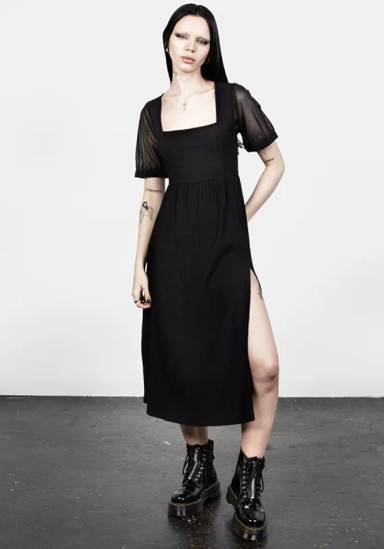 Ammit Midi Dress with Sheer Sleeves sold by Disturbia