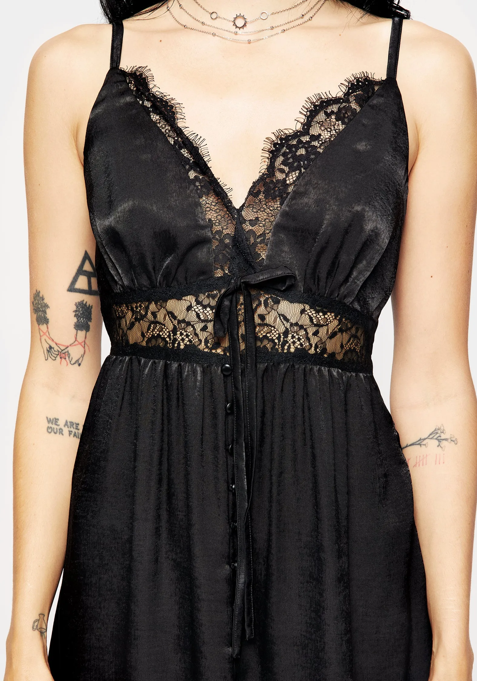 Conjure Satin Lace Trim Cami Midi Dress sold by Disturbia product image thumbnail 2