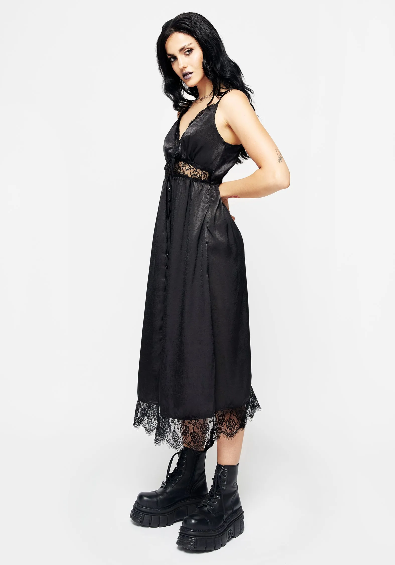 Conjure Satin Lace Trim Cami Midi Dress sold by Disturbia product image thumbnail 4