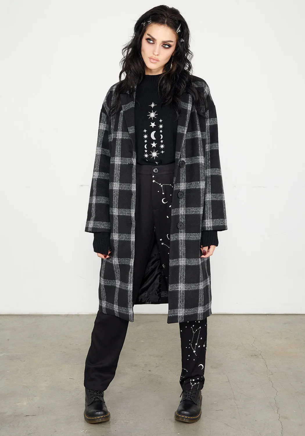 Effy Plaid Duster Coat sold by Disturbia