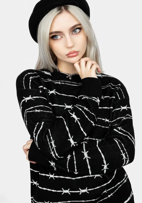 Barbed Longline Crew Neck Jumper sold by Disturbia