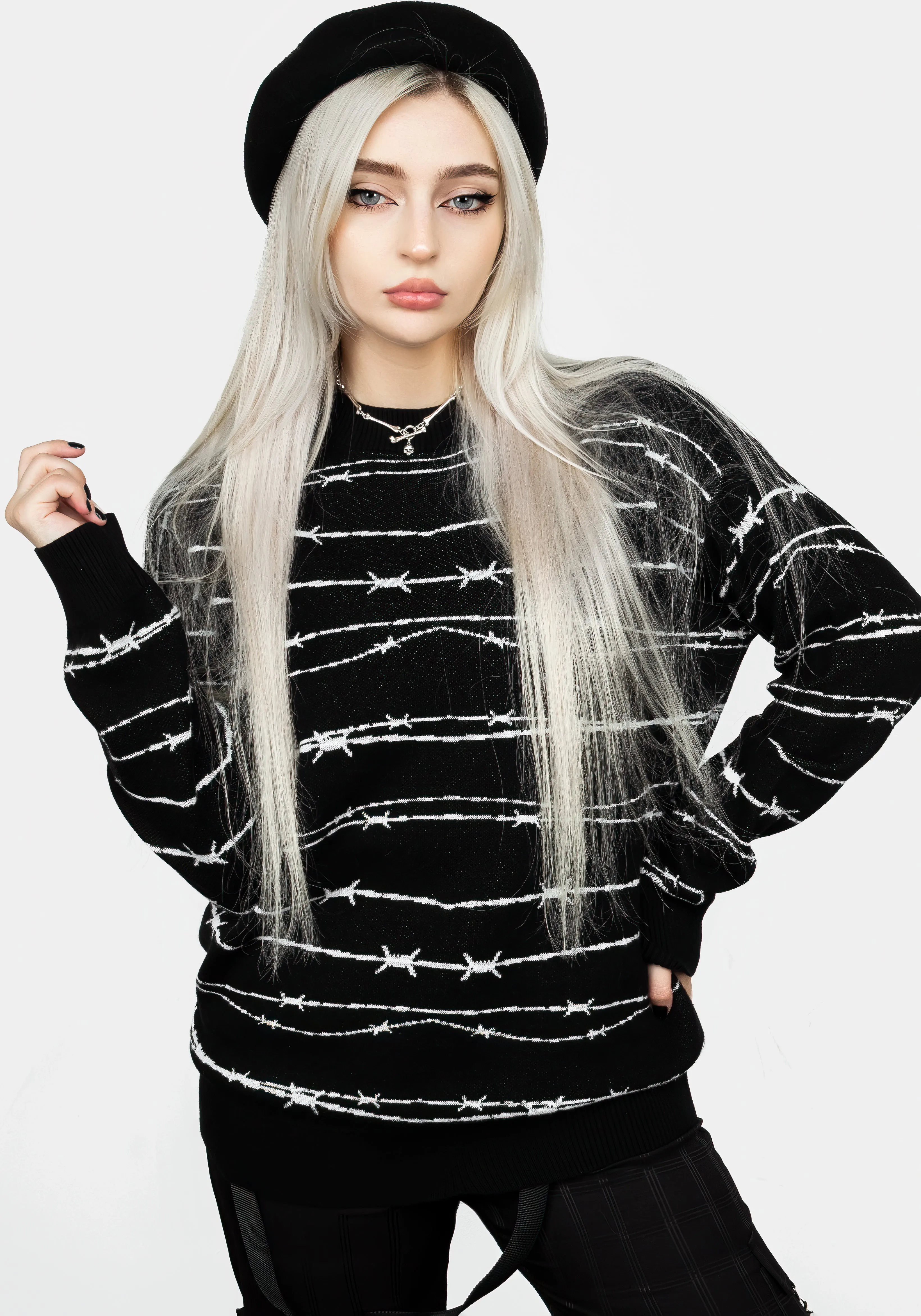 Barbed Longline Crew Neck Jumper sold by Disturbia product image thumbnail 4