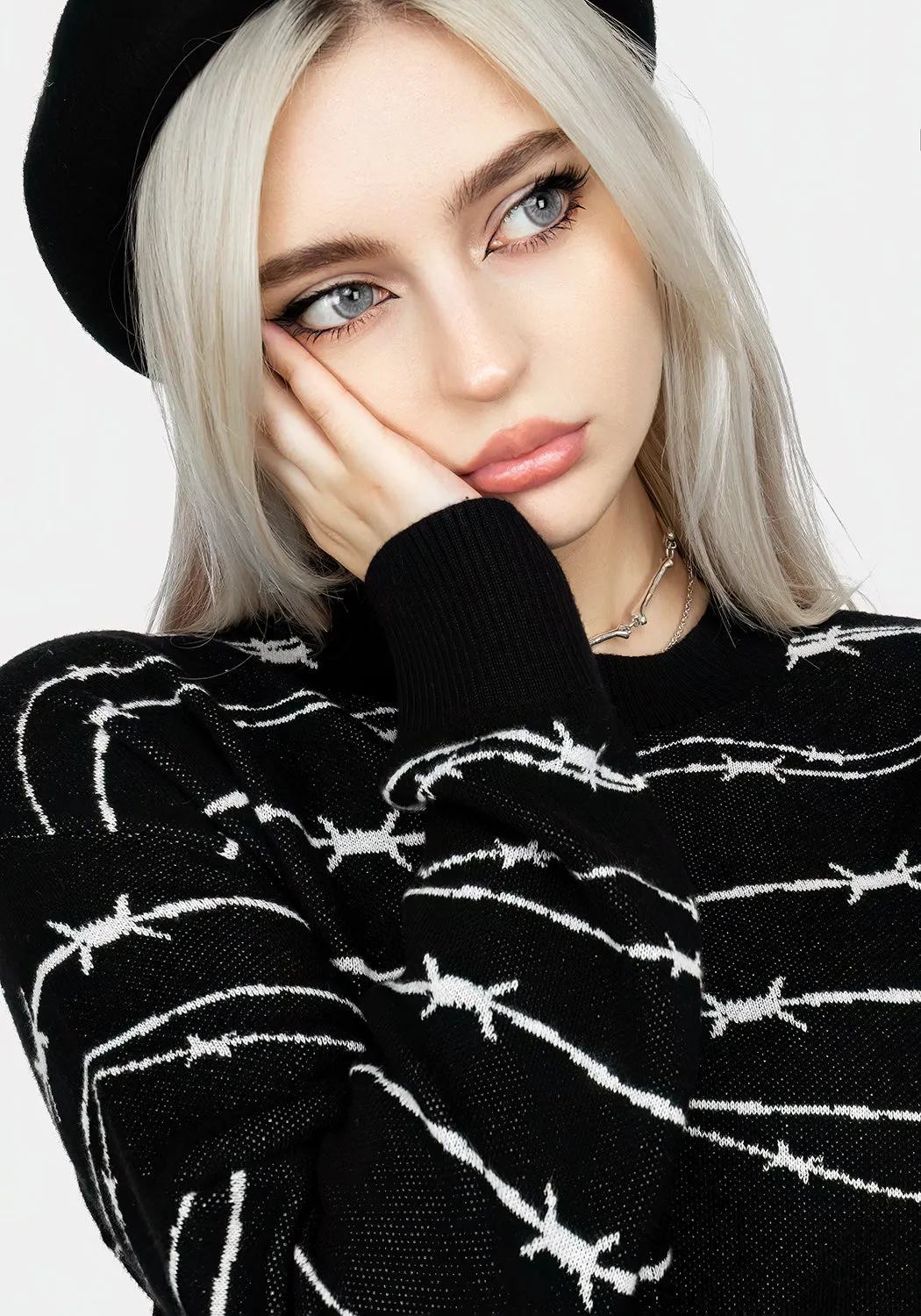 Barbed Longline Crew Neck Jumper sold by Disturbia product image thumbnail 3