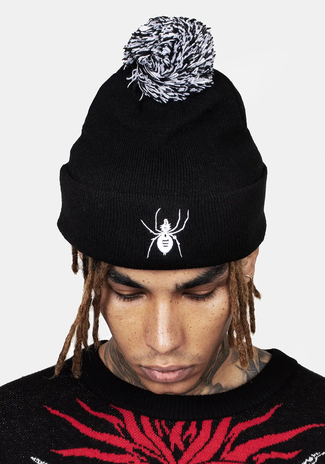 Spinneret Embroidered Pom Pom Beanie sold by Disturbia product image thumbnail 2
