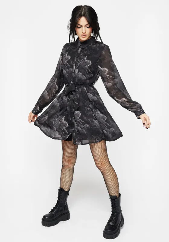 Revelation Chiffon Mini Shirt Dress sold by Disturbia
