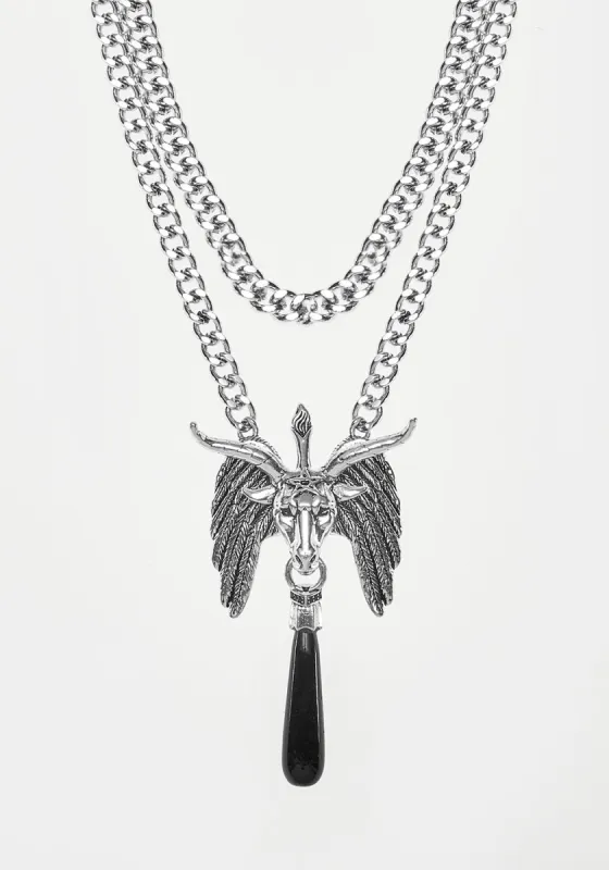 BAPHOMET BLACK AGATE CHAIN CHOKER sold by Disturbia