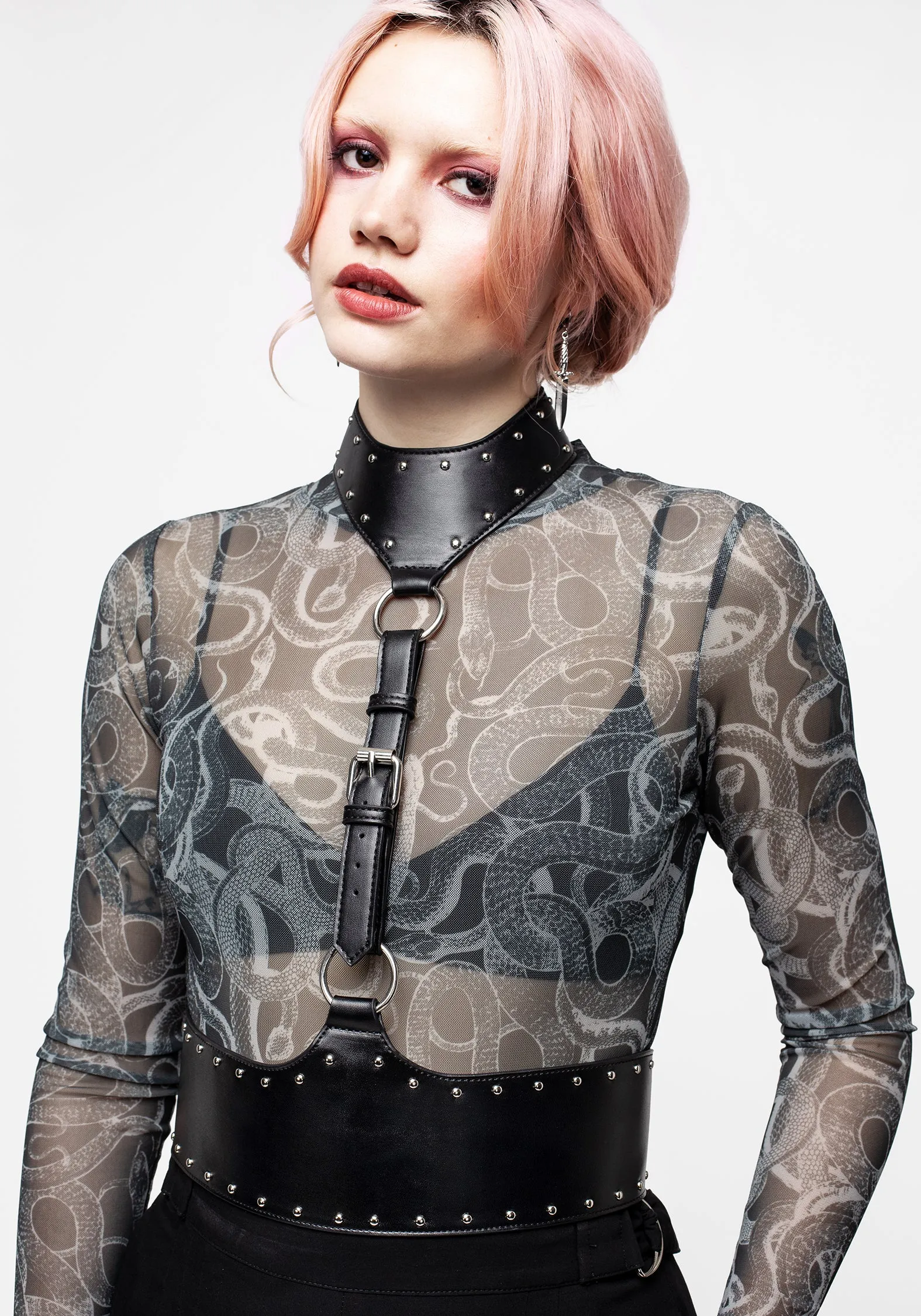 Choke Studded Collar Harness sold by Disturbia product image thumbnail 4