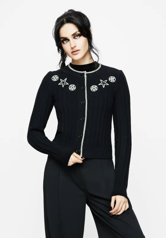 Pentagram Embroidered Cardigan sold by Disturbia