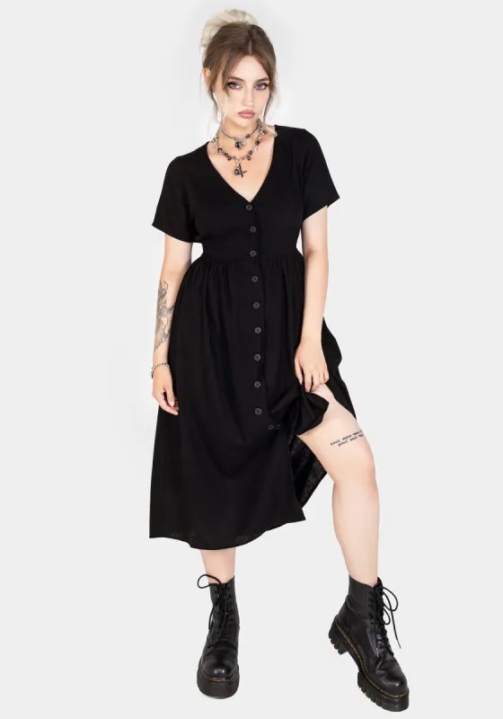 Rowan Linen Button Up Midi Dress sold by Disturbia