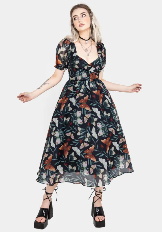 Mariposa Puff Sleeve Organza Midi Dress sold by Disturbia