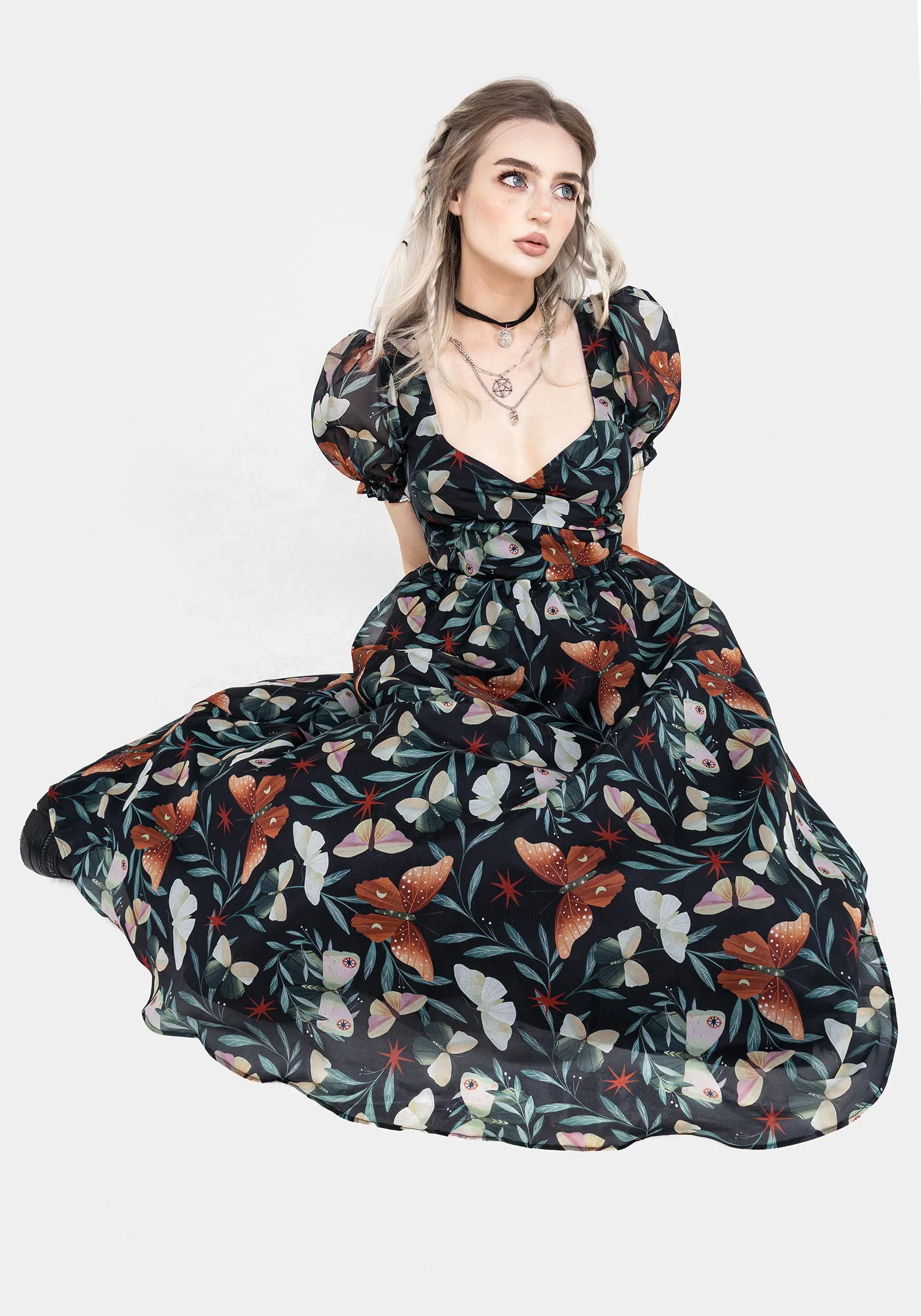 Mariposa Puff Sleeve Organza Midi Dress sold by Disturbia product image thumbnail 4