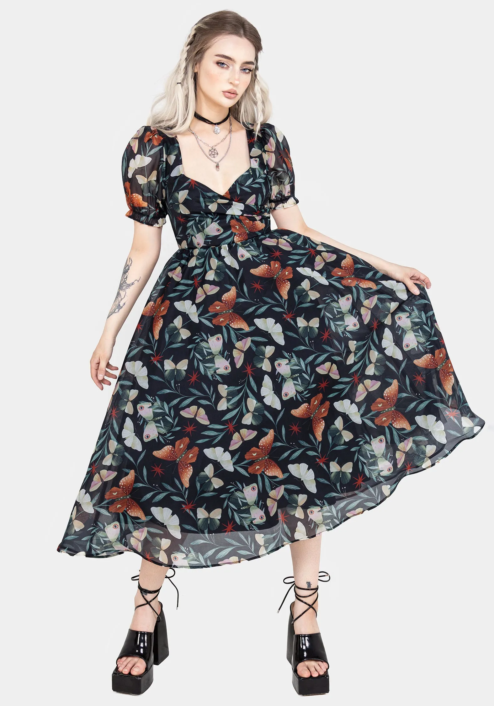 Mariposa Puff Sleeve Organza Midi Dress sold by Disturbia product image thumbnail 5