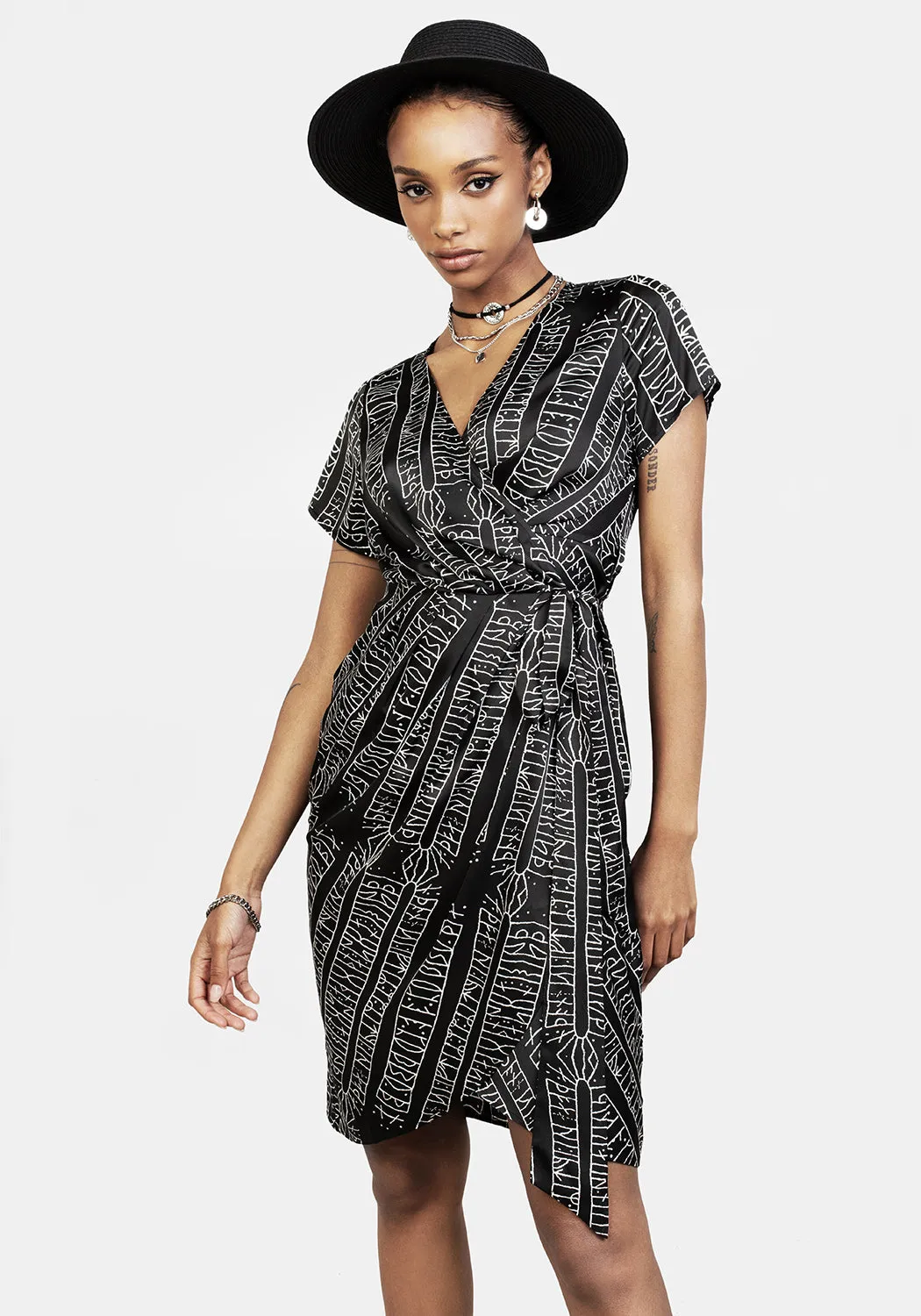 Runes Wrap Midi Dress sold by Disturbia
